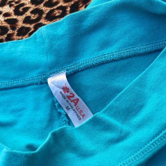 y2k rhinestone turquoise capri leggings - Picture 7 of 7